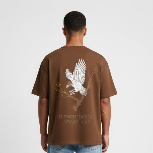 Brown Graphic Oversized Cotton T-Shirt | 260 GSM