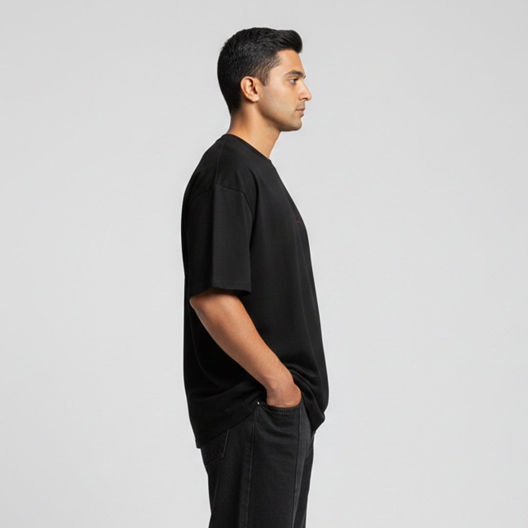 Black Graphic Oversized Cotton T-Shirt  | 260 GSM