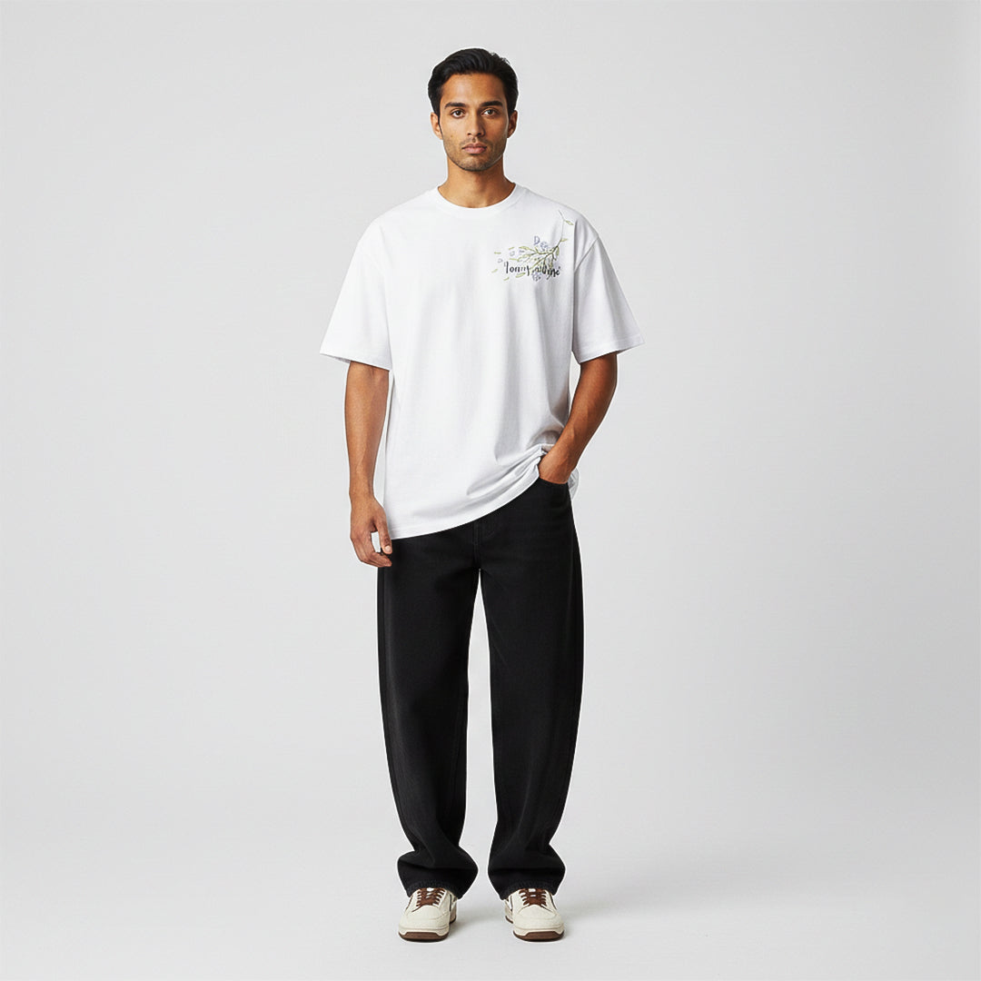 Off White Graphic Oversized Cotton T-Shirt | 260 GSM