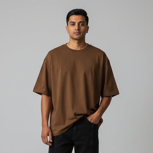 Dark Brown Oversized Cotton T-Shirt | 260 GSM