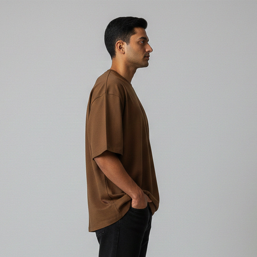 Dark Brown Oversized Cotton T-Shirt | 260 GSM
