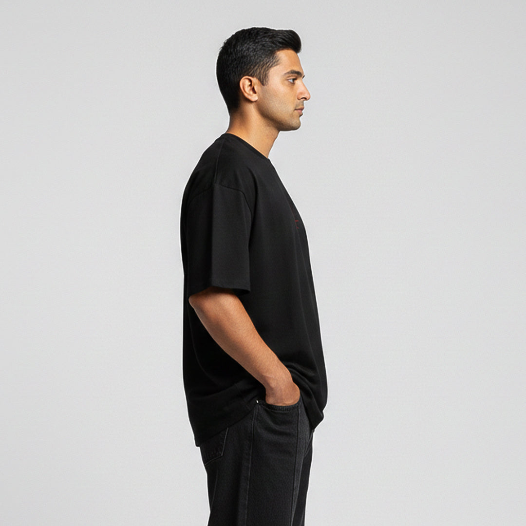 Black Graphic Oversized Cotton T-Shirt  | 260 GSM