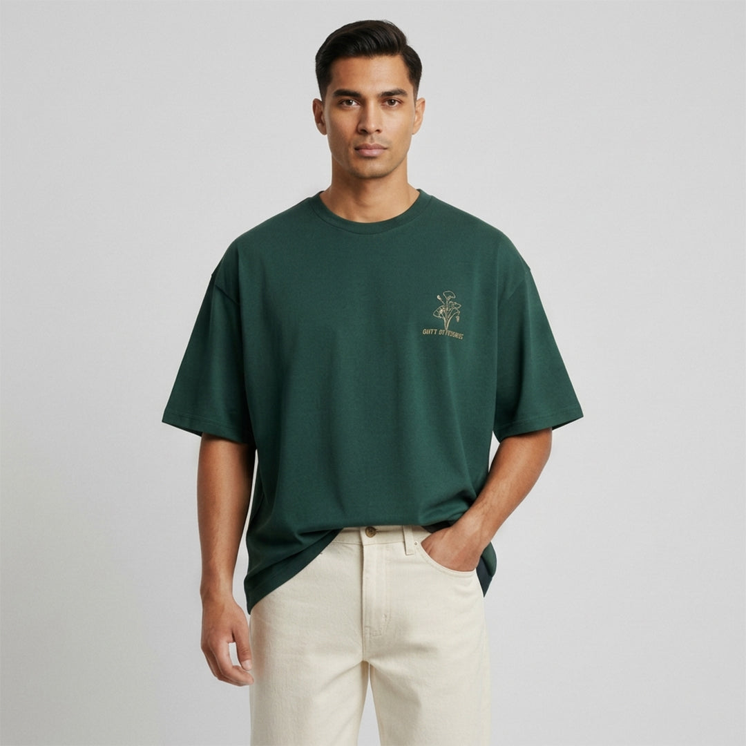 Green Graphic Oversized Cotton T-Shirt | 260 GSM